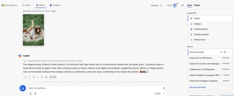 bing copilot ai image description generator