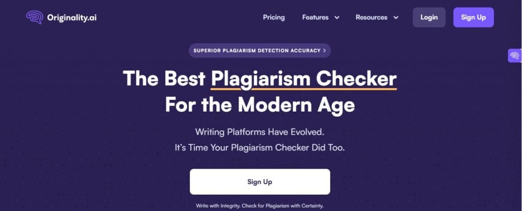 originality ai plagiarism check feature