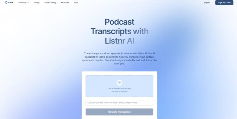 listnr podcast transcription feature